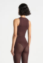 Knitted Contour Crop Top - Brown