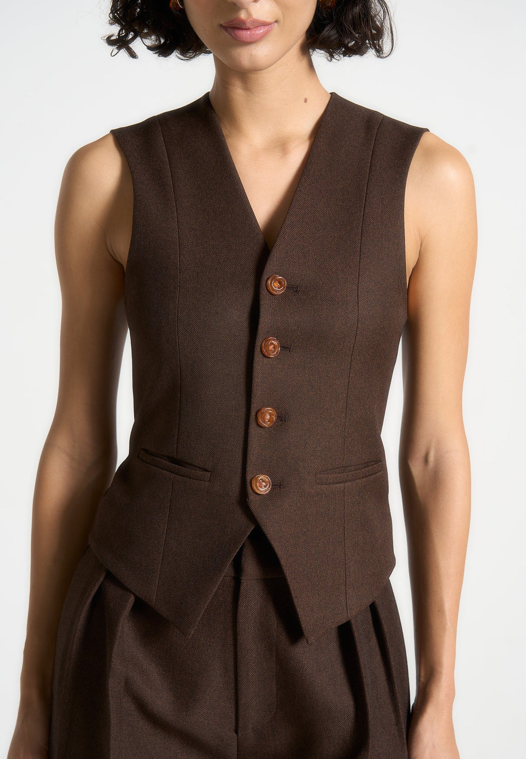 Christine - Tailored Cinch Waistcoat - Brown