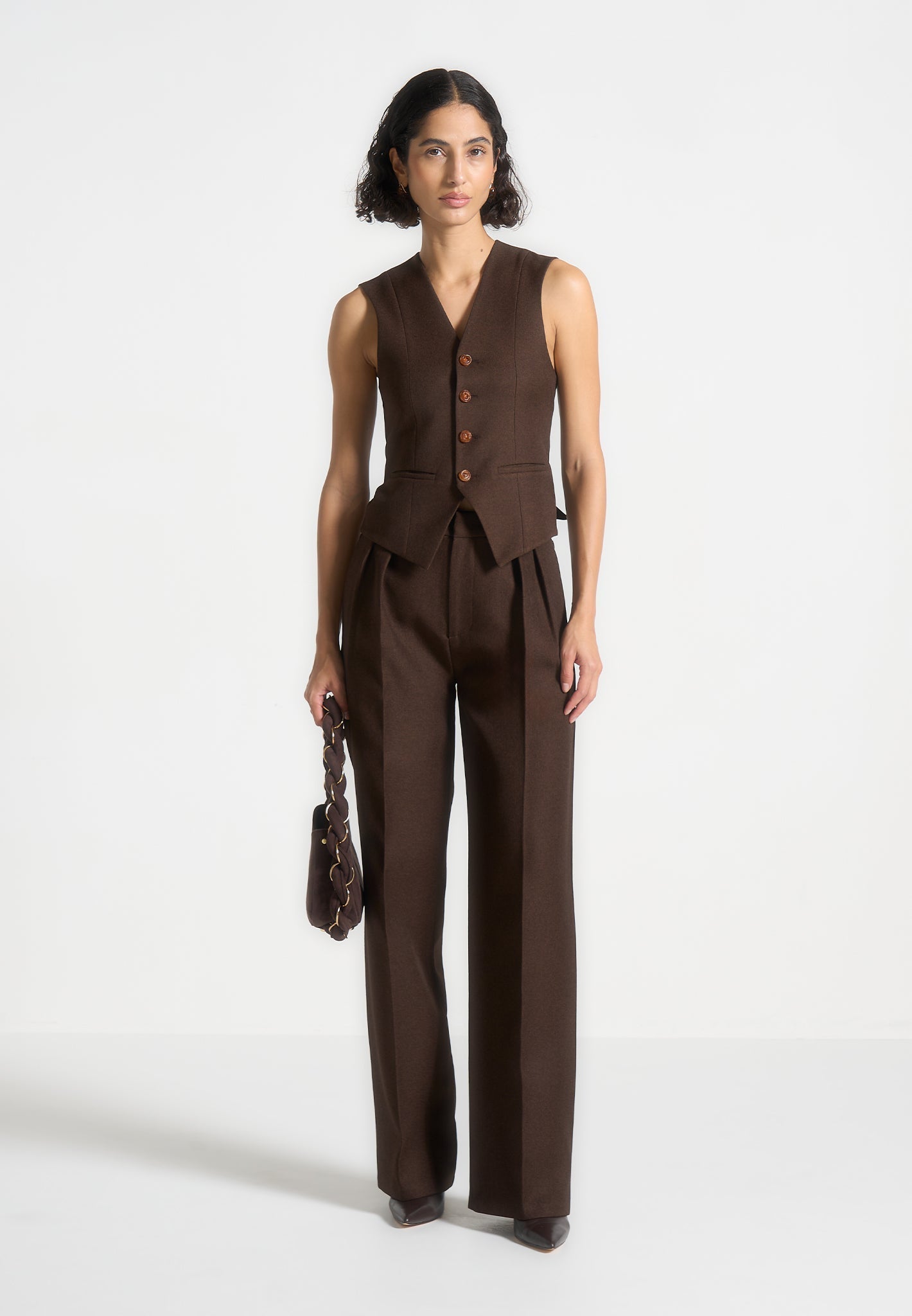 Christine - Tailored Cinch Waistcoat - Brown