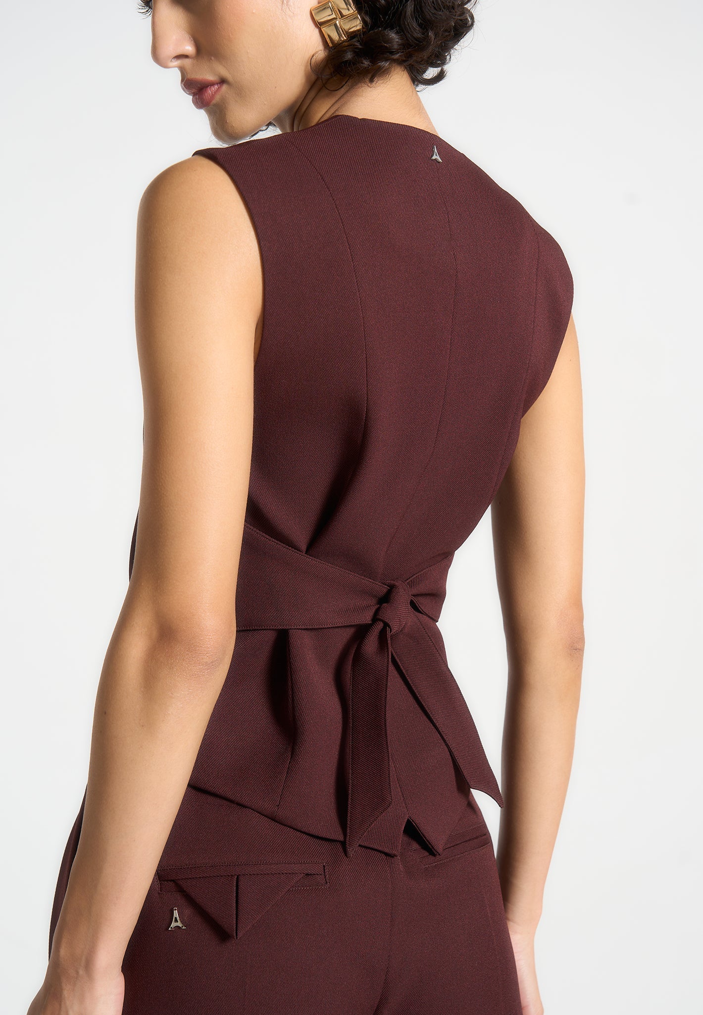 Christine - Tailored Cinch Waistcoat - Wine Red
