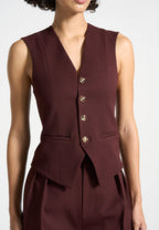 Christine - Tailored Cinch Waistcoat - Wine Red