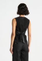 Christine - Suede Cinch Waistcoat - Black