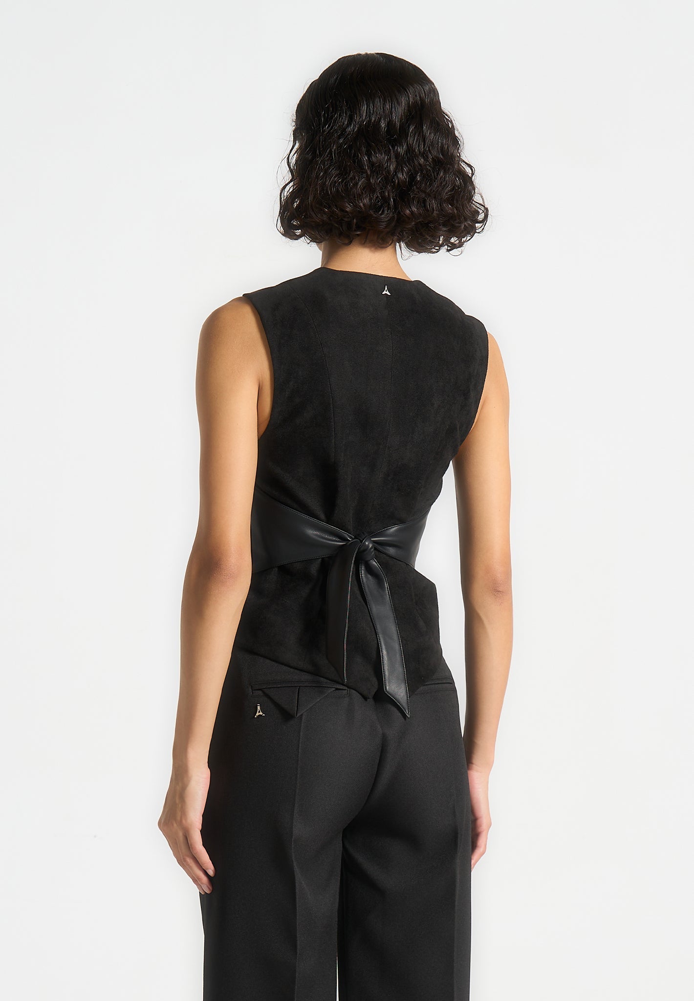 Christine - Suede Cinch Waistcoat - Black