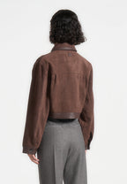 Denise - Suede & Pebbled Leather Jacket - Brown