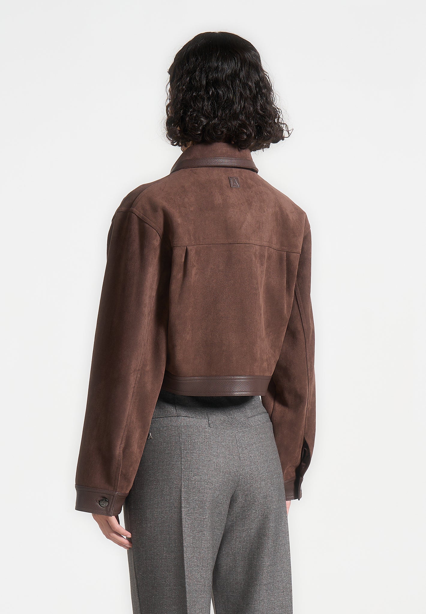 Denise - Suede & Pebbled Leather Jacket - Brown