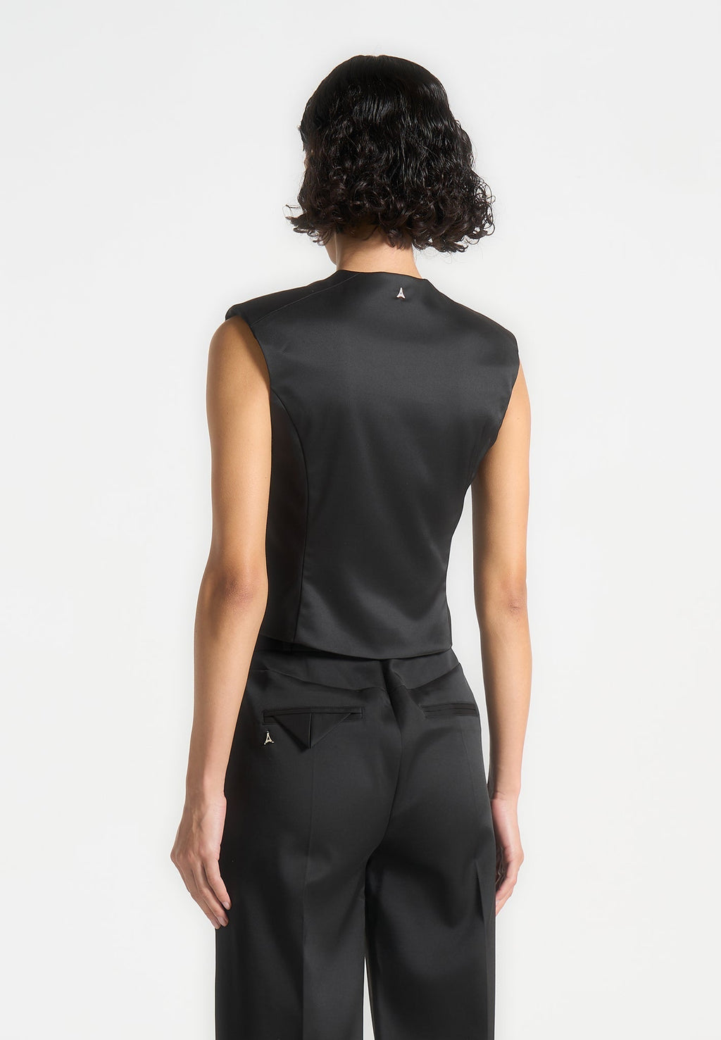 Laurence - Sateen Wrap Waistcoat - Black