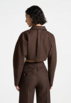 Elya - Tailored Super Cropped Jacket - Brown