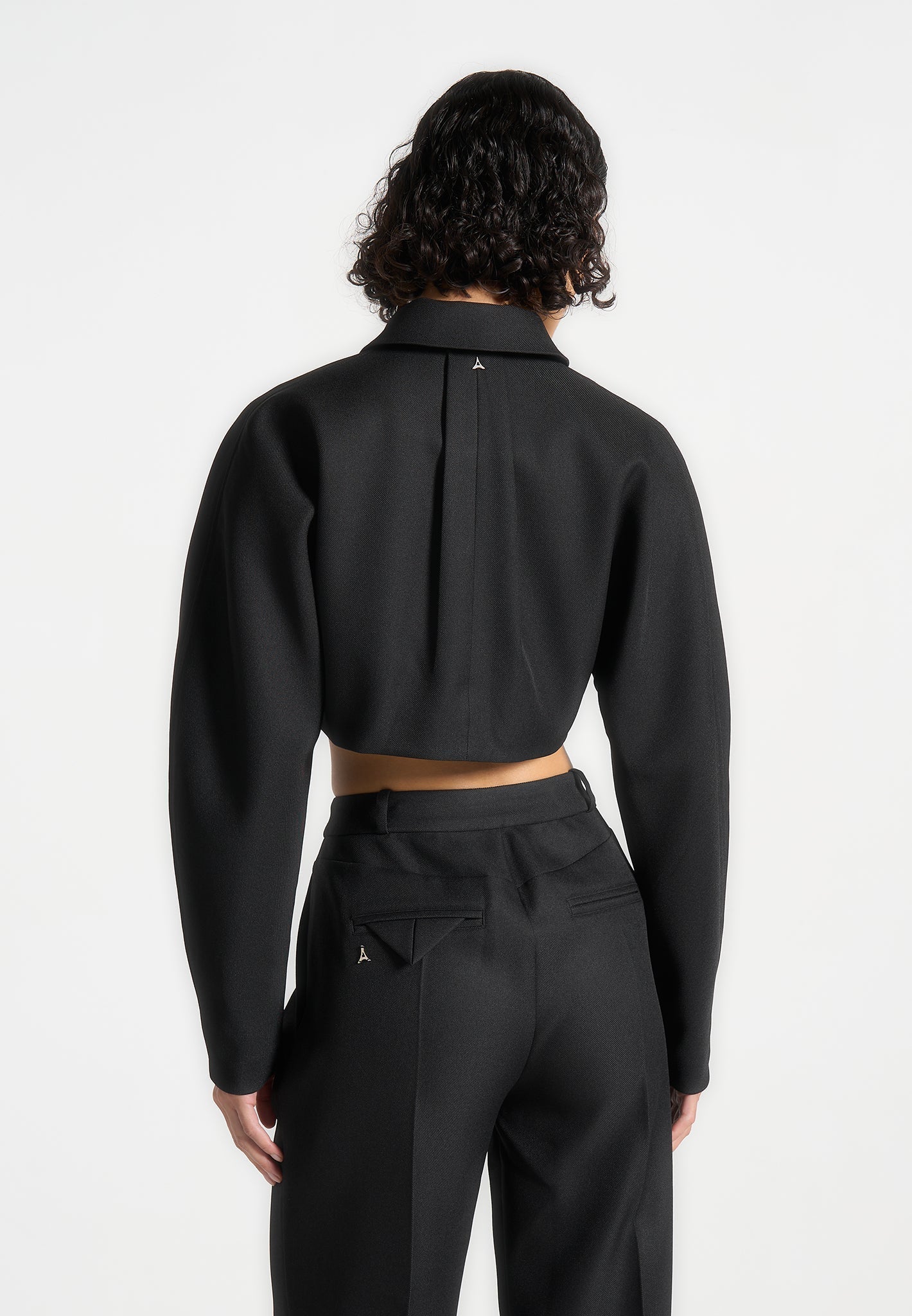 Elya - Tailored Super Cropped Jacket - Black