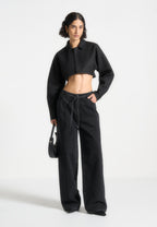 Elya - Tailored Super Cropped Jacket - Black