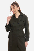 Ness|100% Cotton Belted Heritage Long Trench Coat