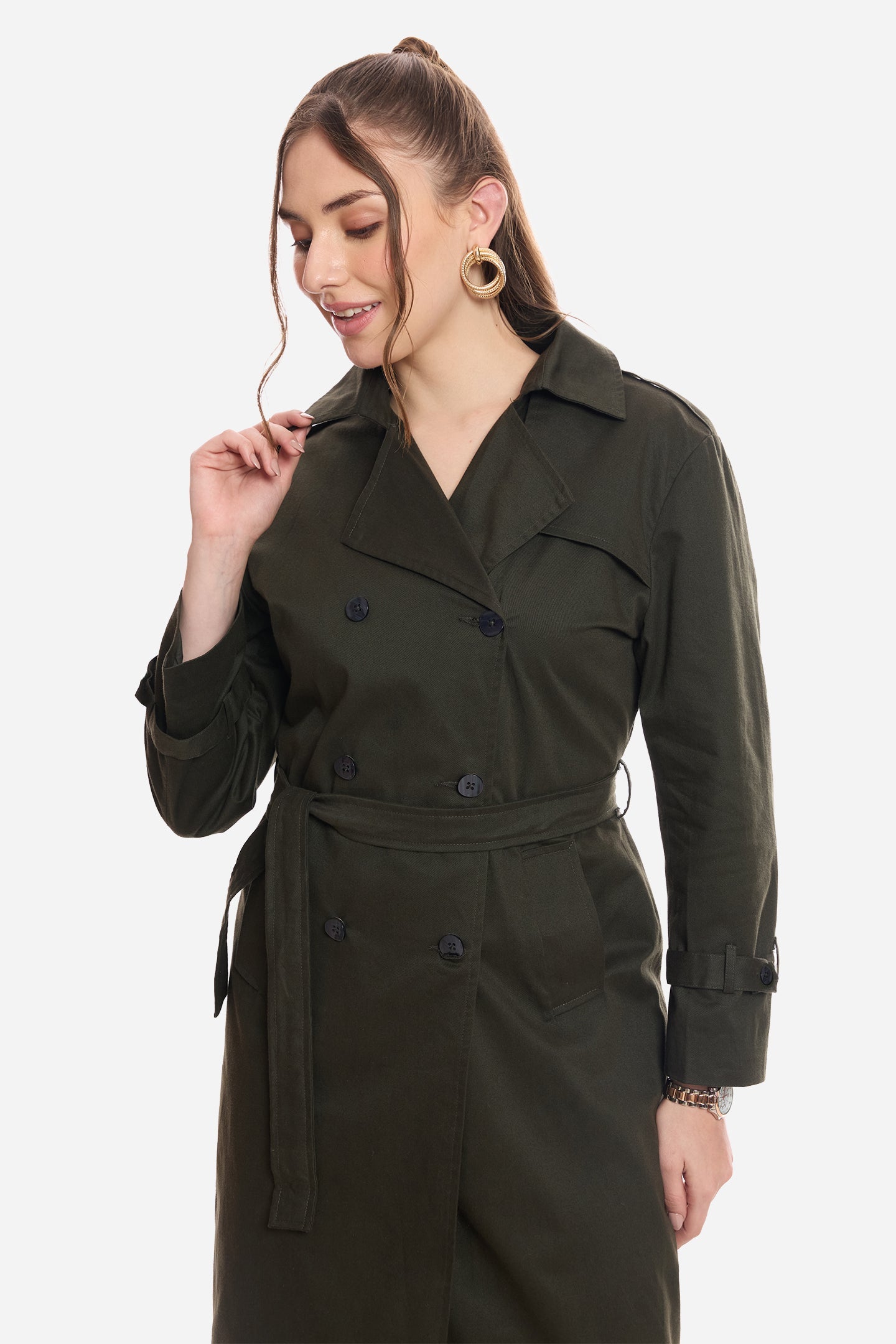 Ness|100% Cotton Belted Heritage Long Trench Coat
