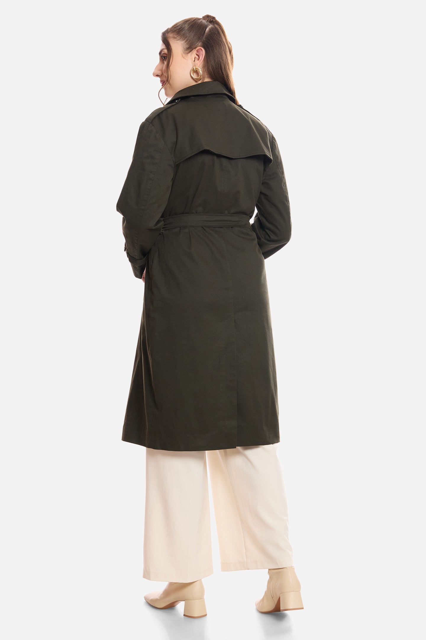 Ness|100% Cotton Belted Heritage Long Trench Coat