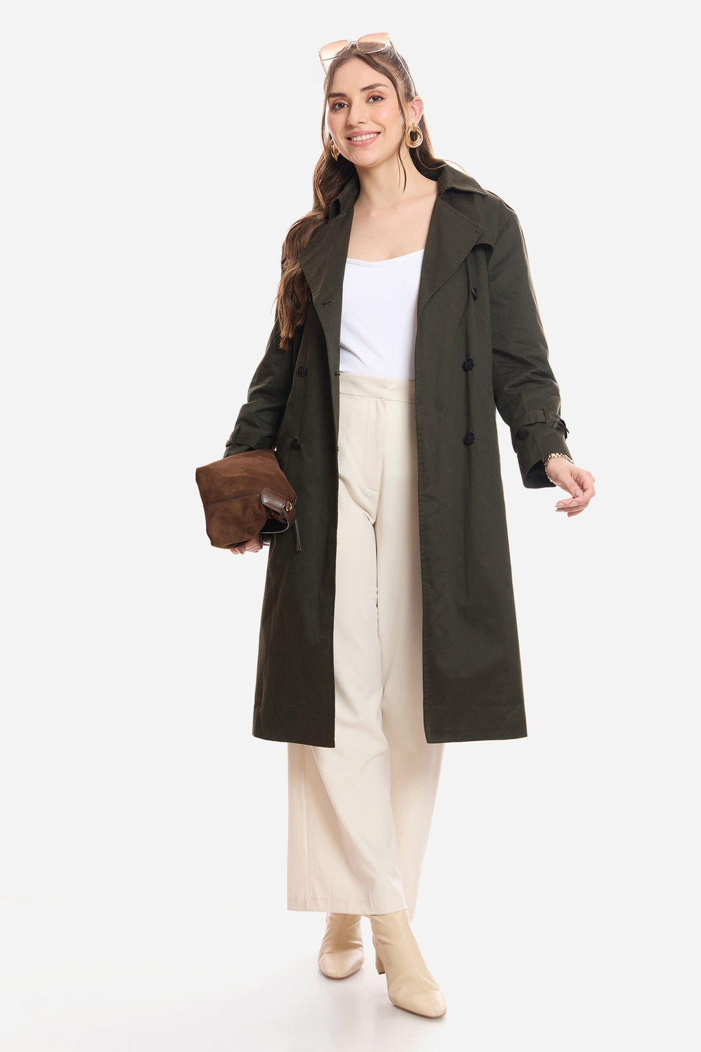 Ness|100% Cotton Belted Heritage Long Trench Coat