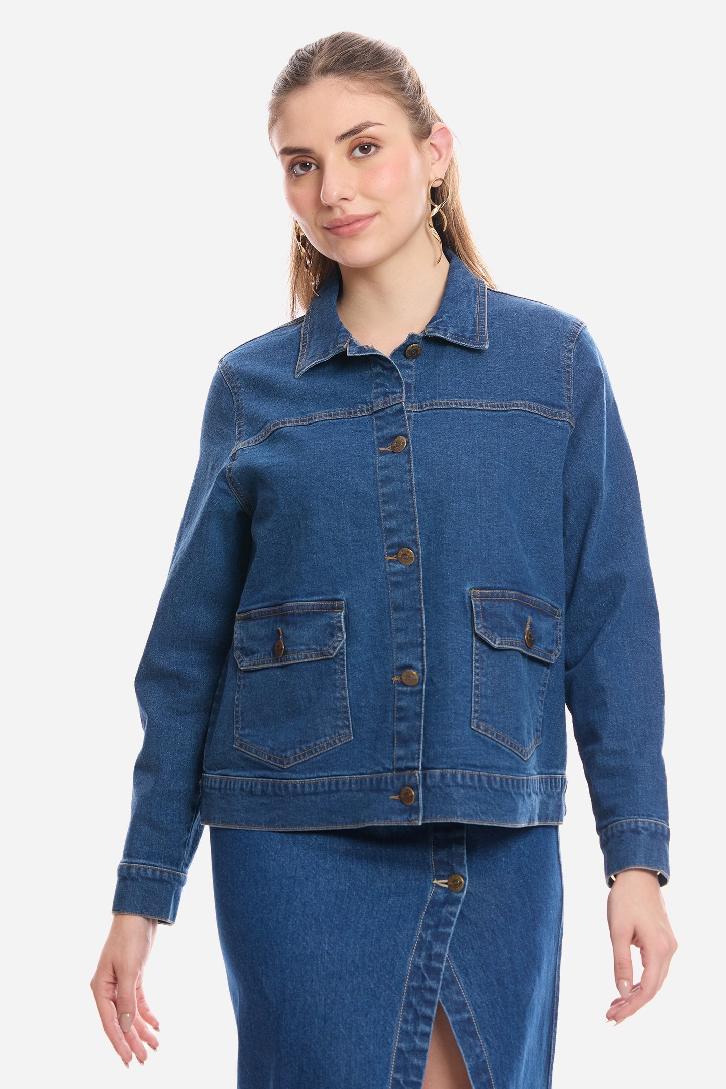 Tashi|100% Cotton Denim Trucker Jacket