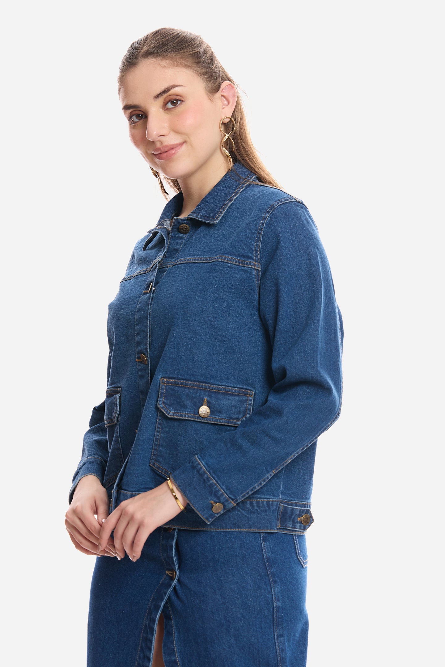 Tashi|100% Cotton Denim Trucker Jacket