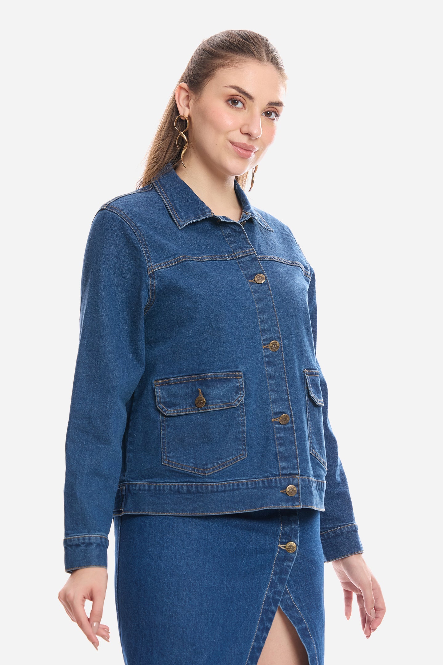 Tashi|100% Cotton Denim Trucker Jacket