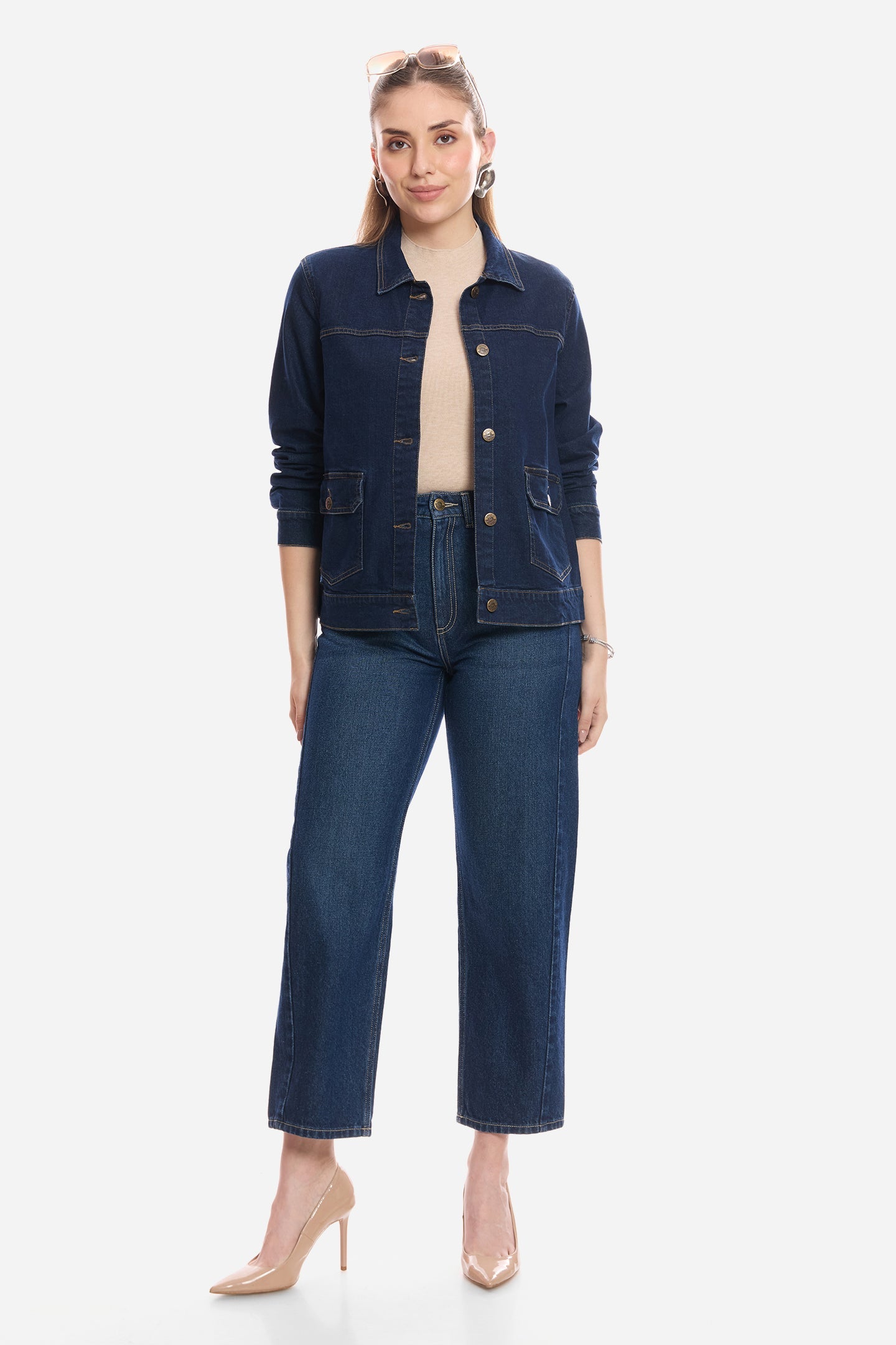 Elaya|100% Cotton Denim Trucker Jacket