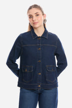 Elaya|100% Cotton Denim Trucker Jacket