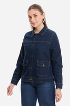 Elaya|100% Cotton Denim Trucker Jacket