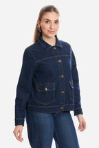 Elaya|100% Cotton Denim Trucker Jacket