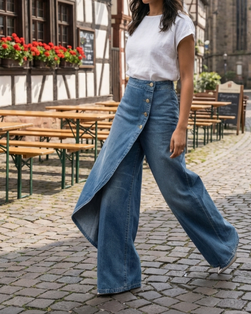 Abigail - Slim Fit Denim Wrap Jeans