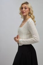 India|100% Cotton Knitted Front-Open Cardigan