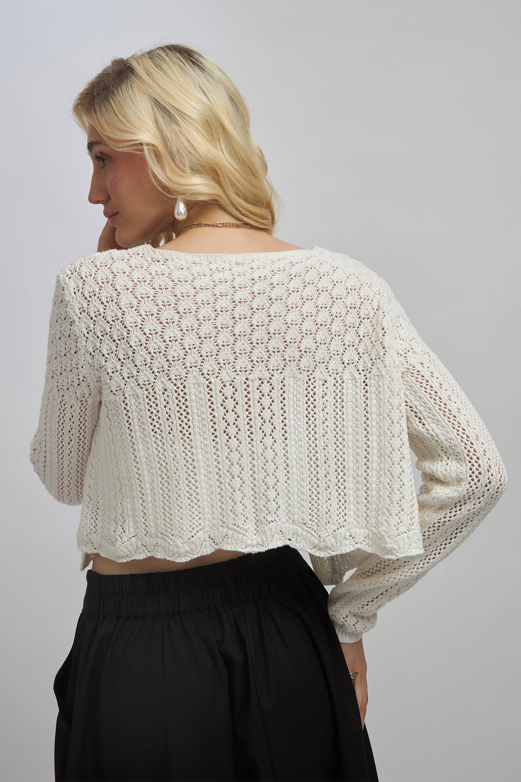 India|100% Cotton Knitted Front-Open Cardigan