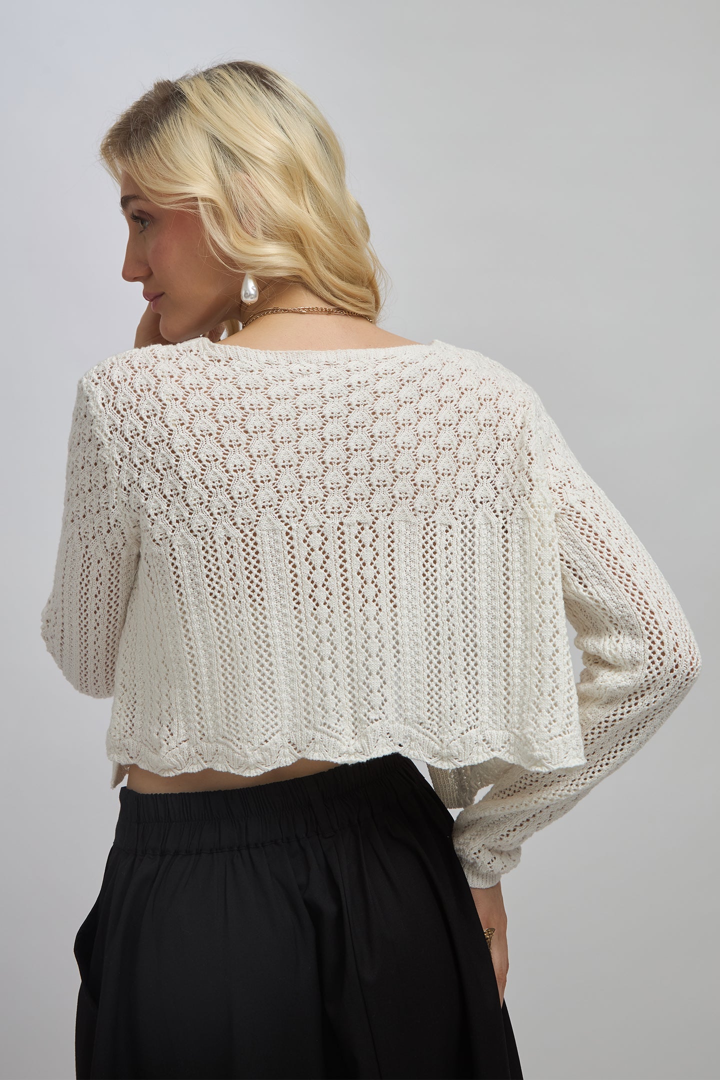 India|100% Cotton Knitted Front-Open Cardigan