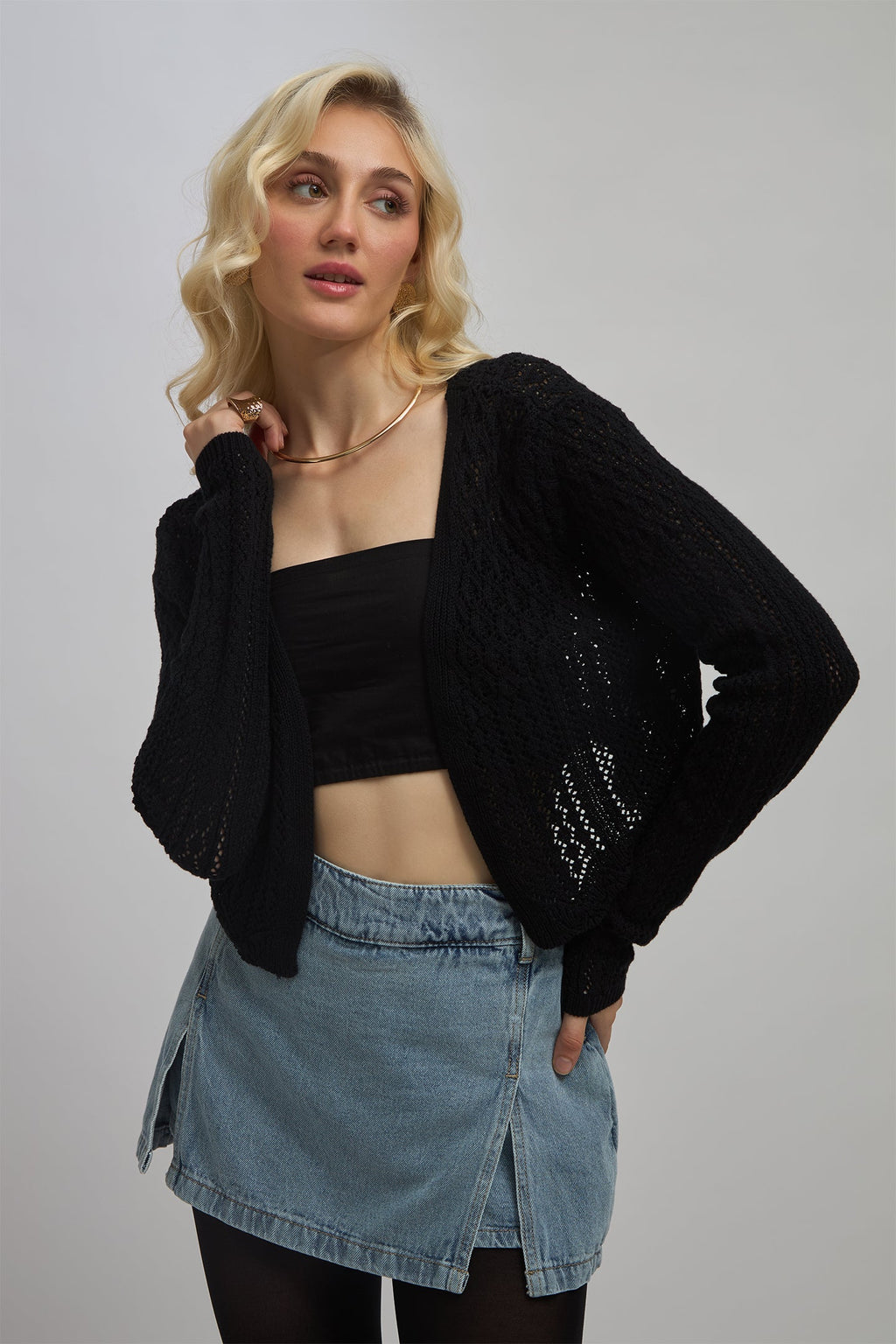 Alabama|100% Cotton Knitted Front-Open Cardigan