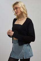 Alabama|100% Cotton Knitted Front-Open Cardigan