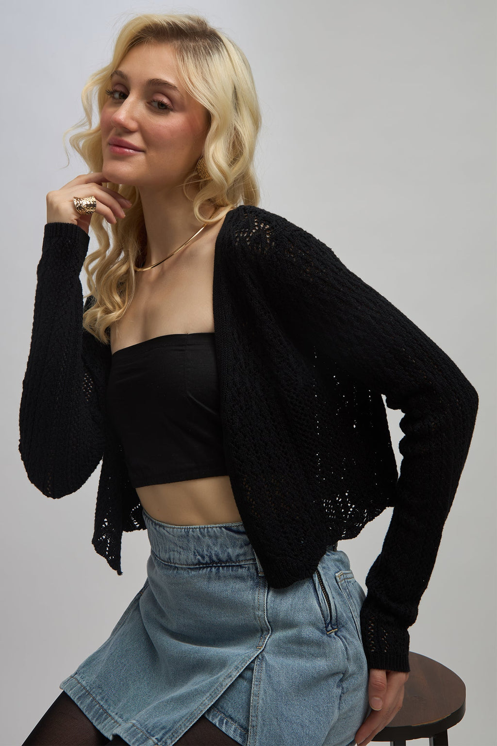 Alabama|100% Cotton Knitted Front-Open Cardigan