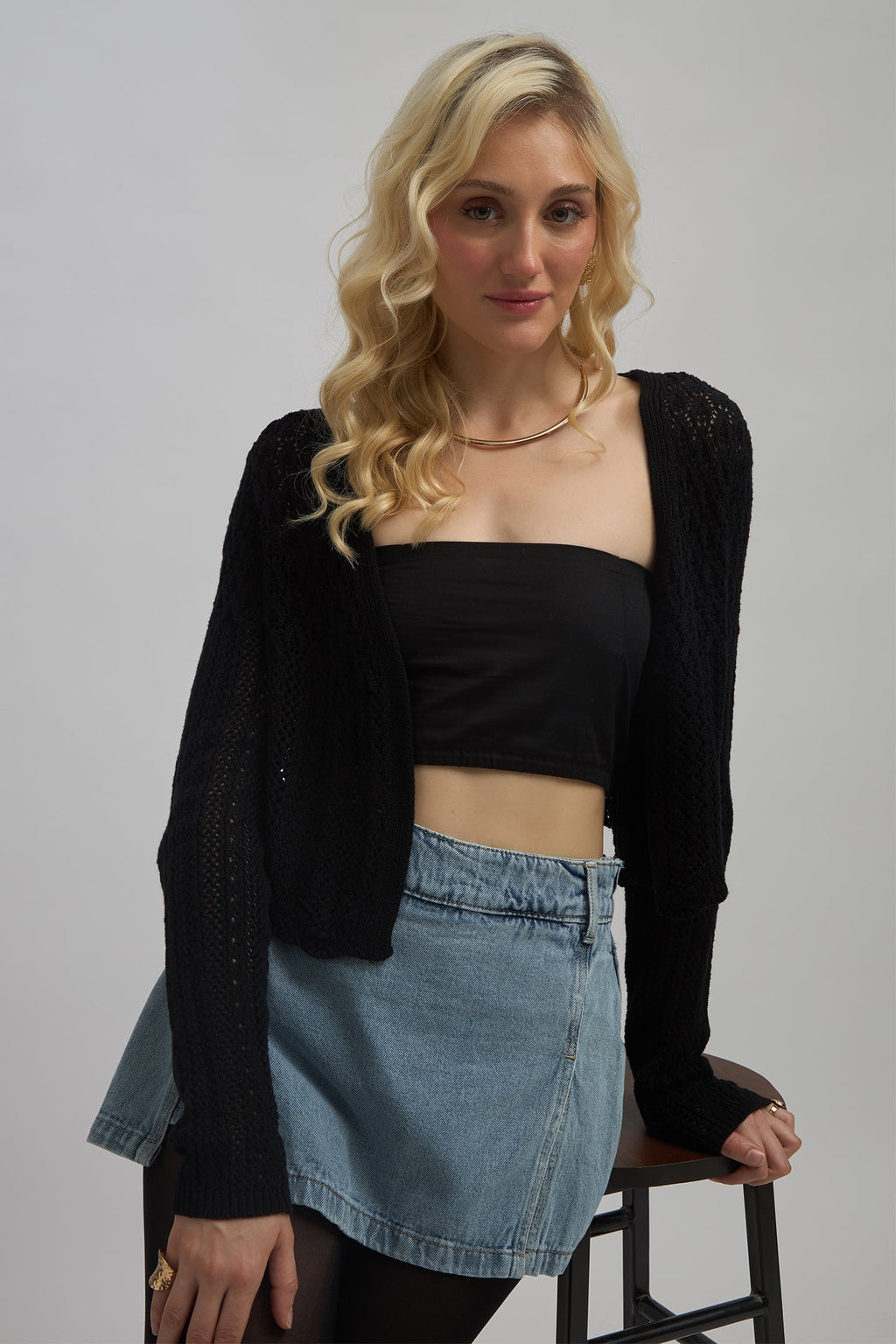 Alabama|100% Cotton Knitted Front-Open Cardigan