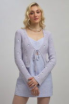 Rubie|Cotton Front Open Embroidery Tie-Up Top