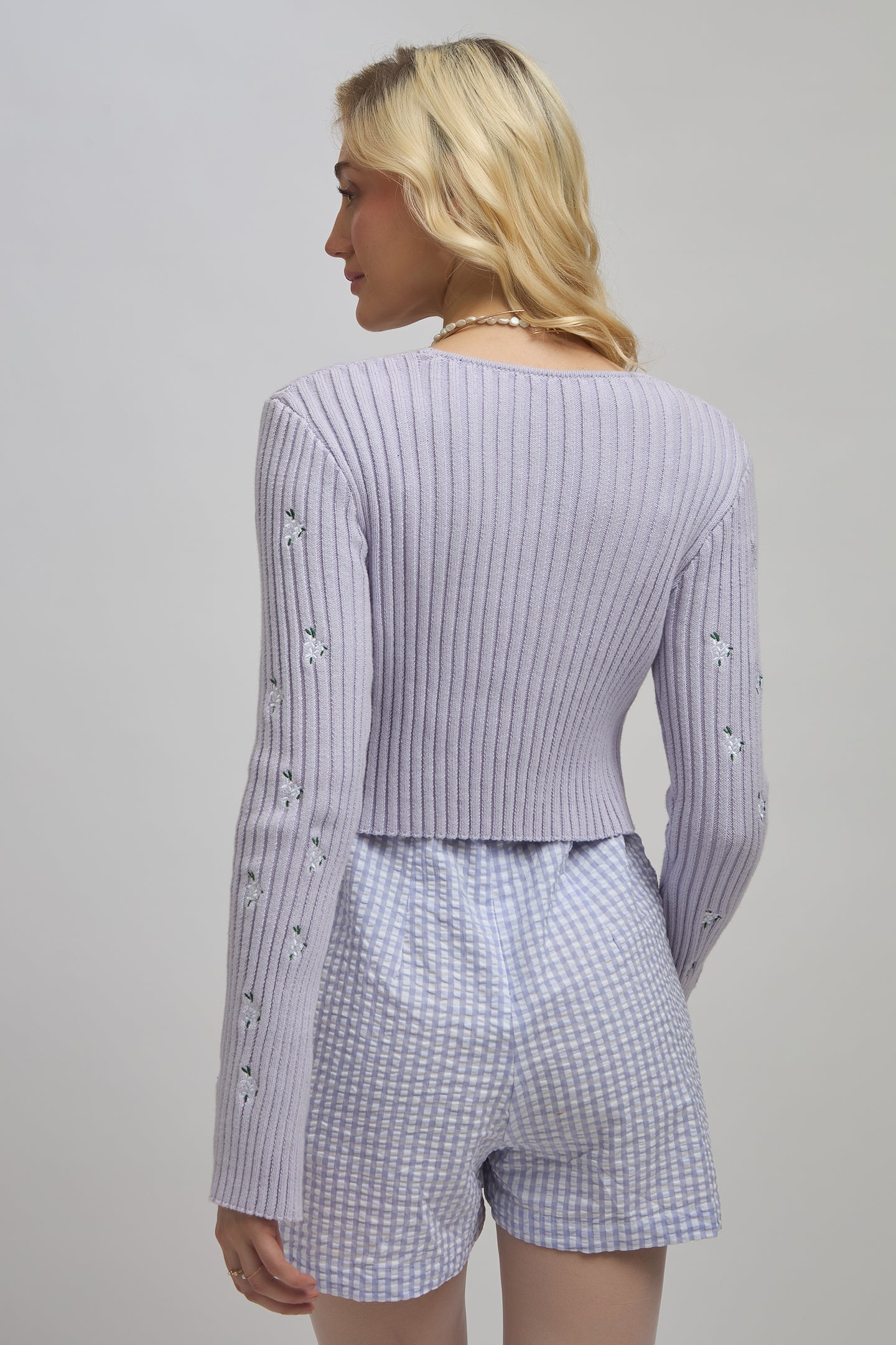 Rubie|Cotton Front Open Embroidery Tie-Up Top