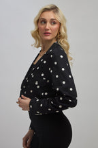 Reyna |100% Cotton Polka Crop Blazer