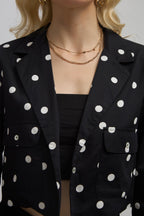 Reyna |100% Cotton Polka Crop Blazer