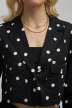 Reyna |100% Cotton Polka Crop Blazer