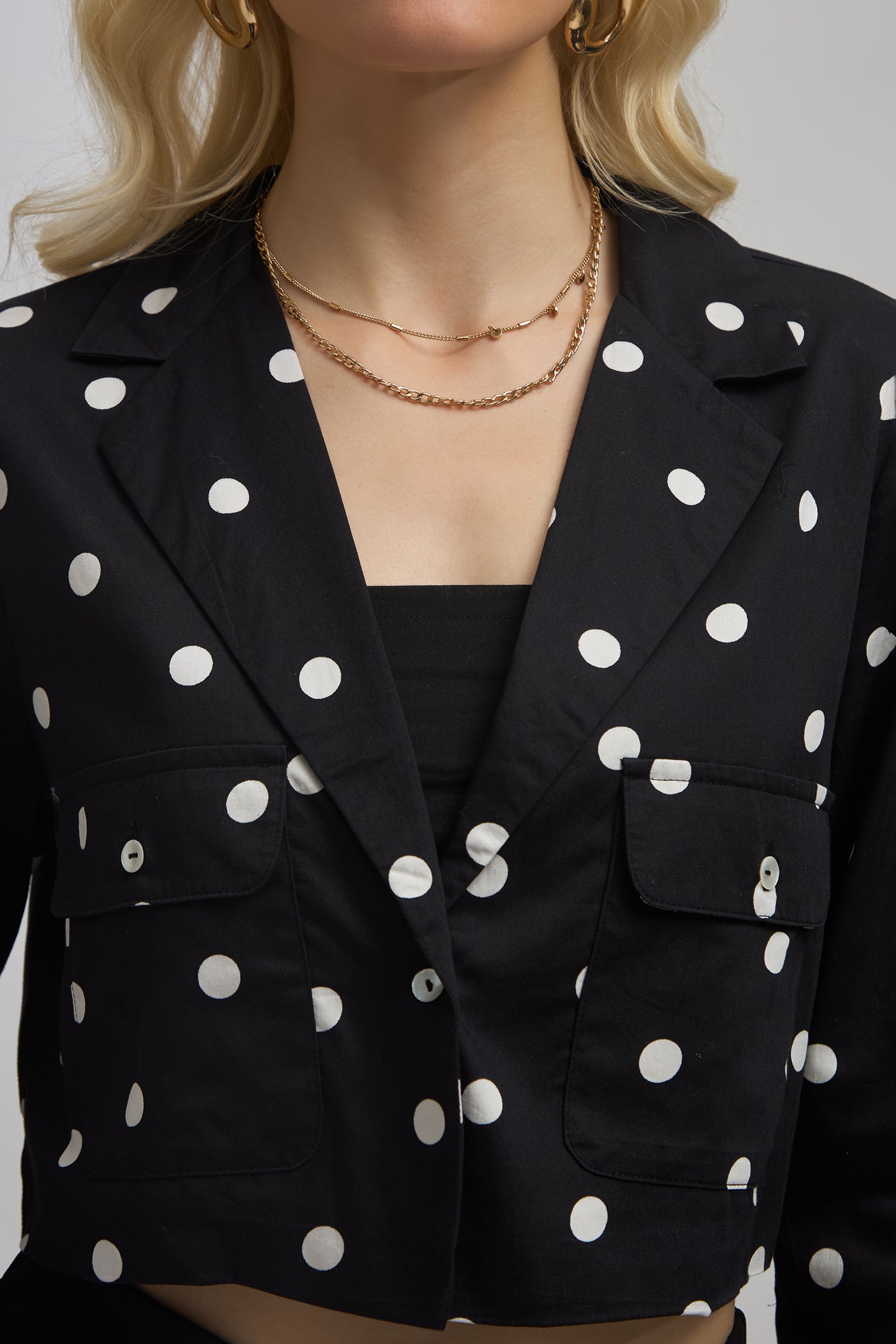 Reyna |100% Cotton Polka Crop Blazer
