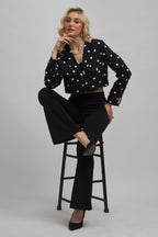 Reyna |100% Cotton Polka Crop Blazer