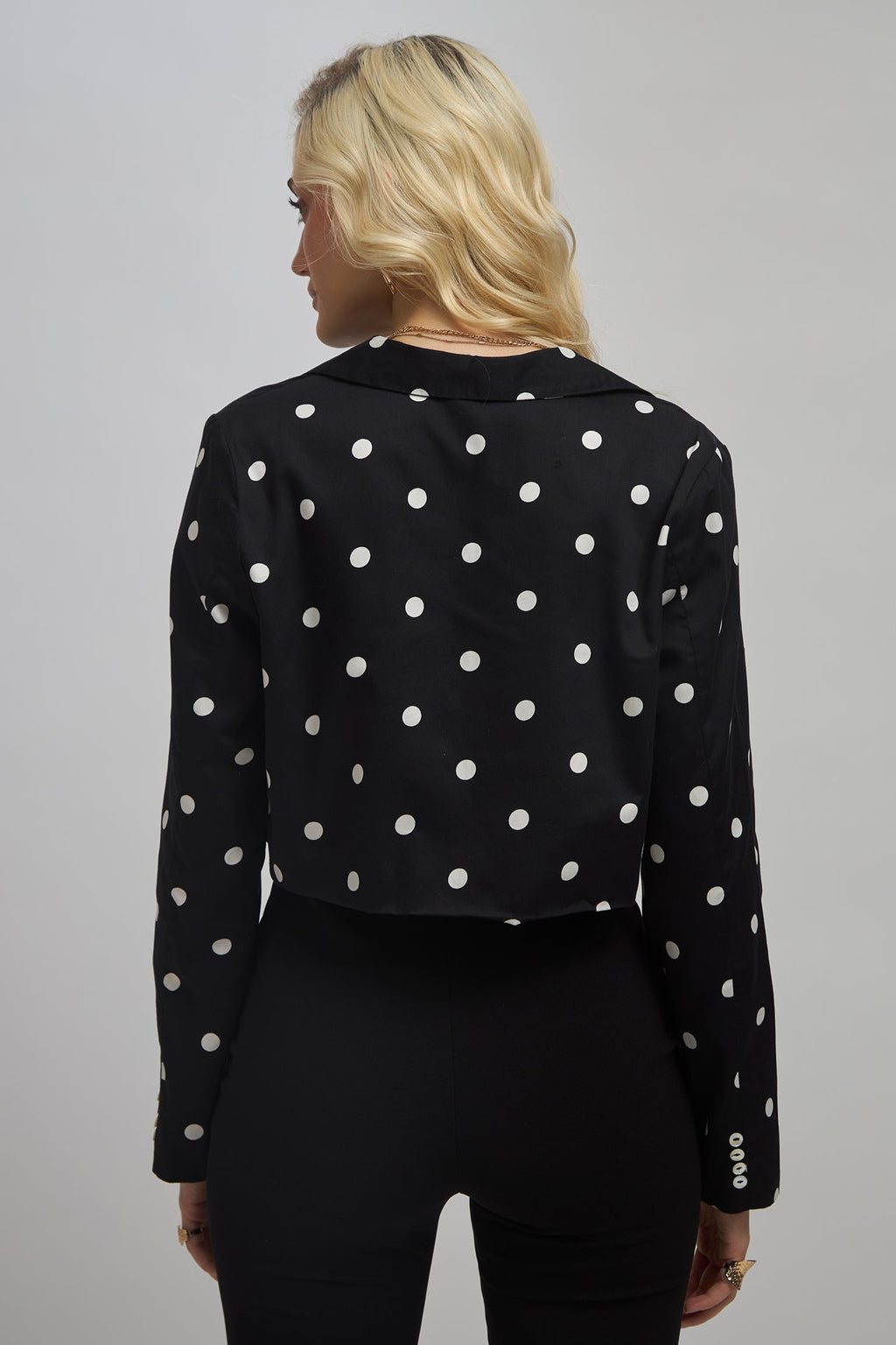 Reyna |100% Cotton Polka Crop Blazer