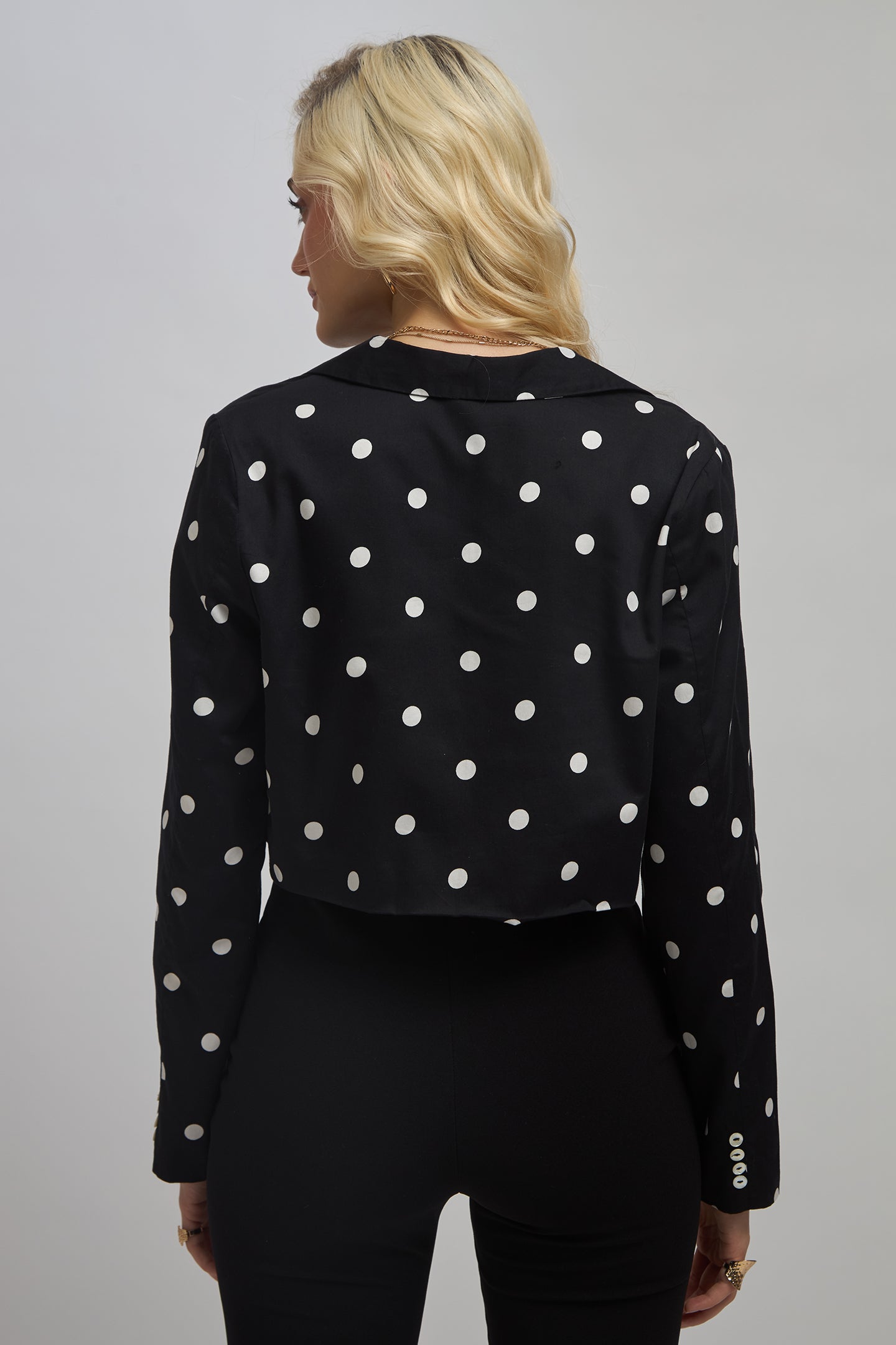 Reyna |100% Cotton Polka Crop Blazer