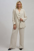 Delany Blazer|Linen Pinstripe Long Sleeve Blazer