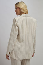 Delany Blazer|Linen Pinstripe Long Sleeve Blazer