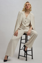 Delany Blazer|Linen Pinstripe Long Sleeve Blazer