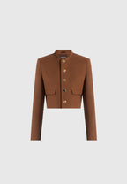 Evana - Structured Wool Jacket With Mixed Buttons - Rust