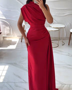 Elegant Slant Shoulder Dress