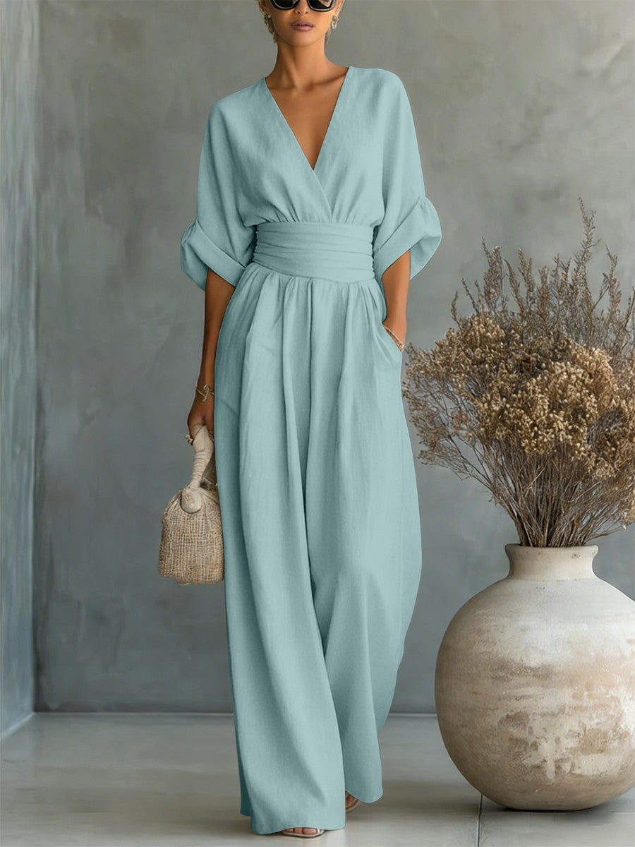 Fashion V-neck Waist Jumpsuit
