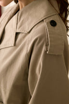Olga|Cotton Stretch Beige Crop Trench Coat