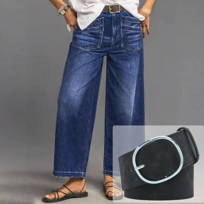 Women's Casual High-Rise Wide-Leg Jeans – Tummy Control, Elongated Silhouette & All-Day Comfort 💙
