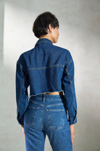 Robin|100% Cotton  Denim Cropped Trucker Jacket